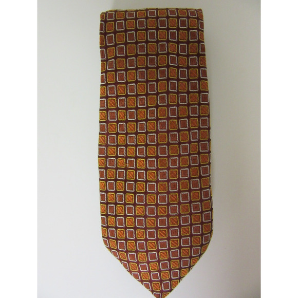CANALI Orange and Rust Silk Geometric Made in Italy 3 1/2" x 60" Men's Tie - Picture 1 of 3
